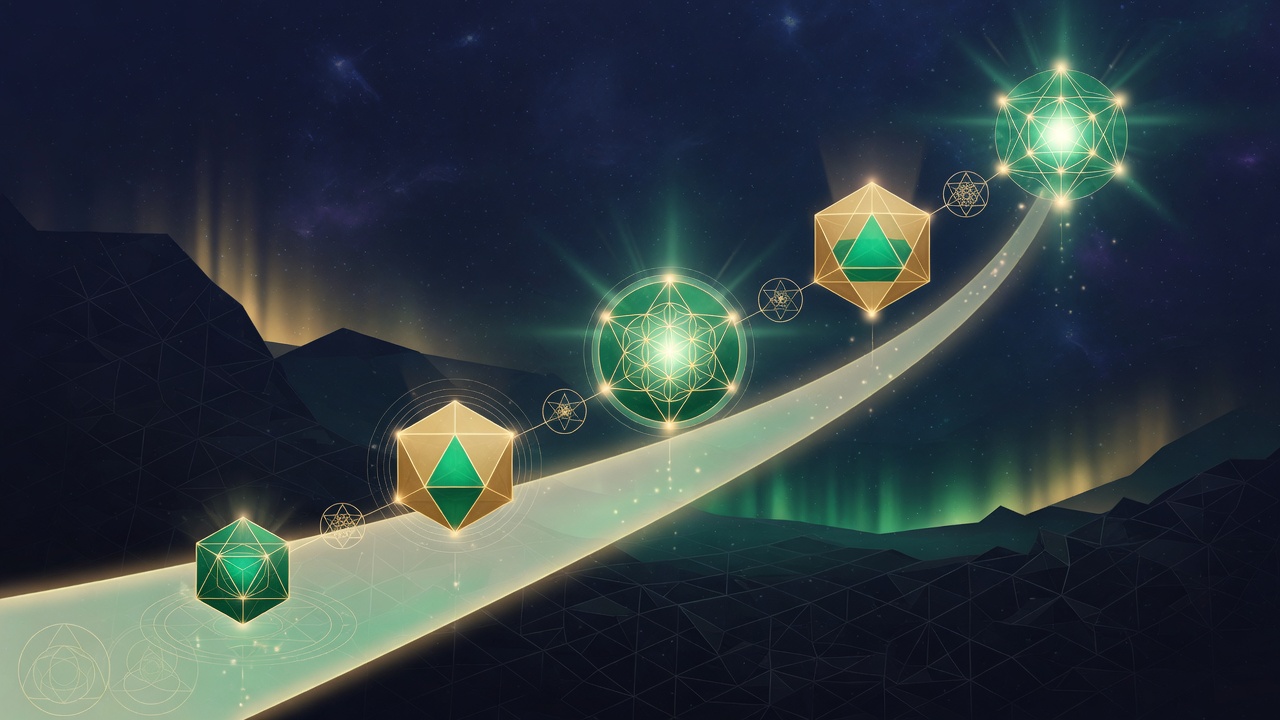 Concept art — Chain of Continuity as linked light stations